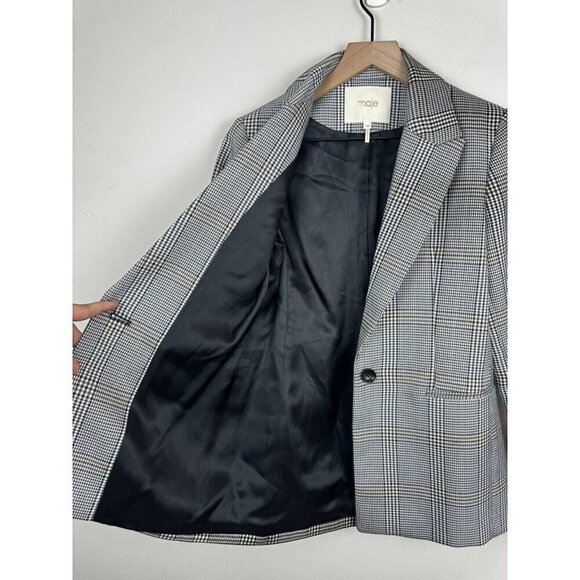 MAJE Blazer Vicar Checked Jacquard Blazer Jacket Medium - Picture 11 of 13